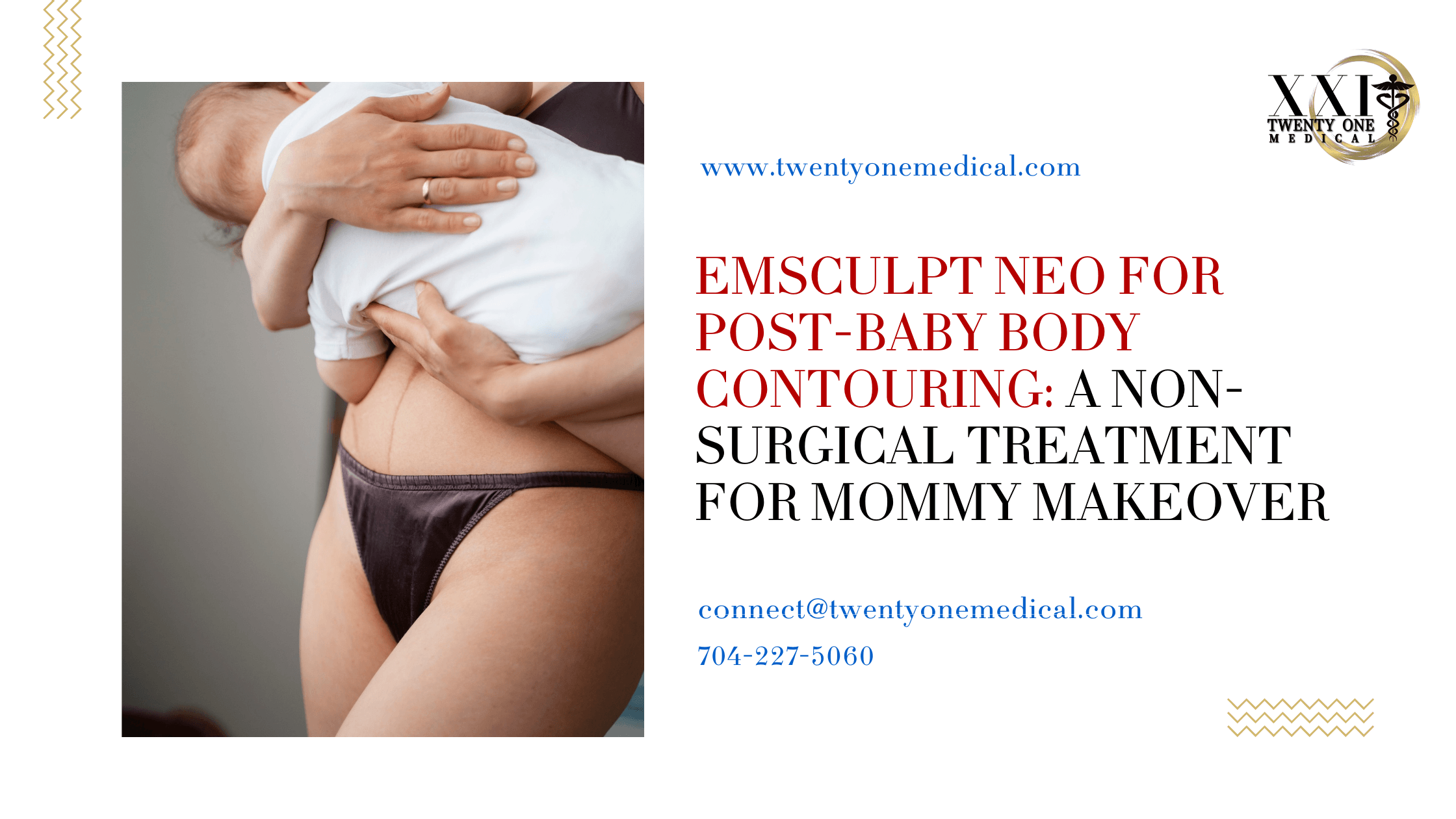 EMSculpt NEO body contouring treatment for post pregnancy fat reduction and muscle toning in Pineville NC
